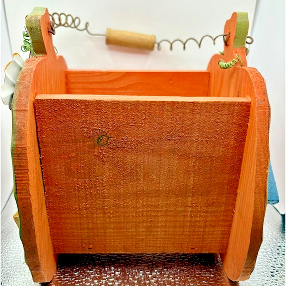 Vintage Fall Decor Wood Basket Hand Crafted - Picture 5 of 8